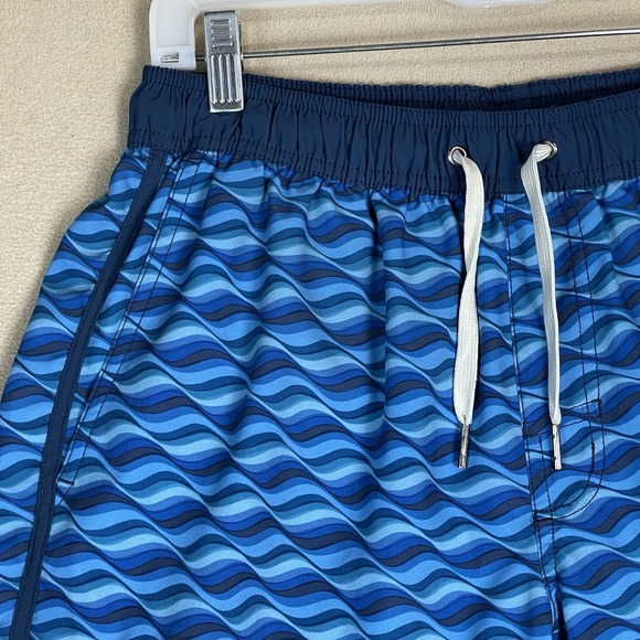 Fair Harbor Short Mens M Blue Wave Lined Drawstring Waist Stretch Swim Trunk - Picture 3 of 11